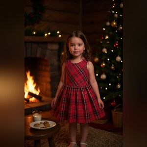 BONNIE Plaid Red Kids Dress SIZE 14 GIRL